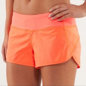 🍋 Lululemon neon pink/ orange speed shorts size 6